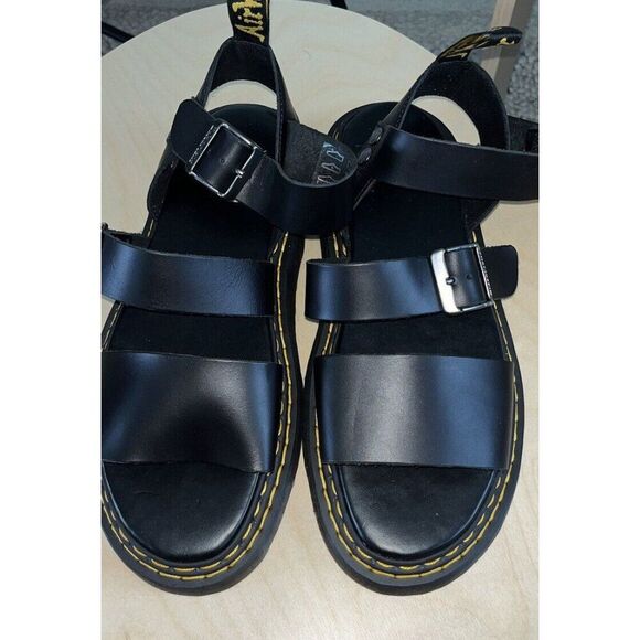 DR MARTENS MEN's 11 GRYPHON DOUBLE STITCH BRANDO BLACK LEATHER SANDALS NEW - Picture 5 of 9
